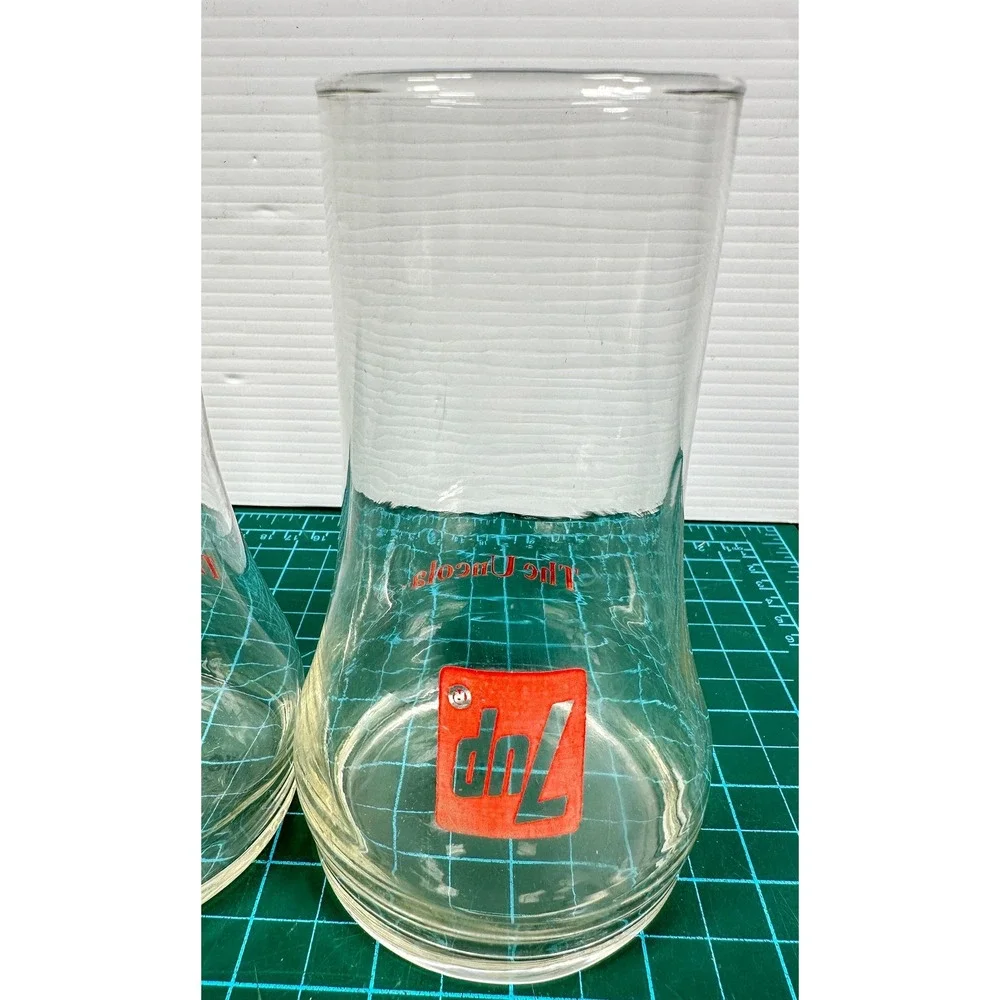 7 UP The Uncola Vintage Upside Down Drinking Glasses Set Of 3 Pilsner Glass
